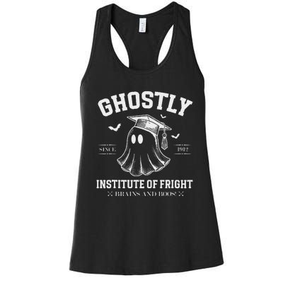 Ghostly Institute Of Fright Brains And Boos Halloween Women's Racerback Tank