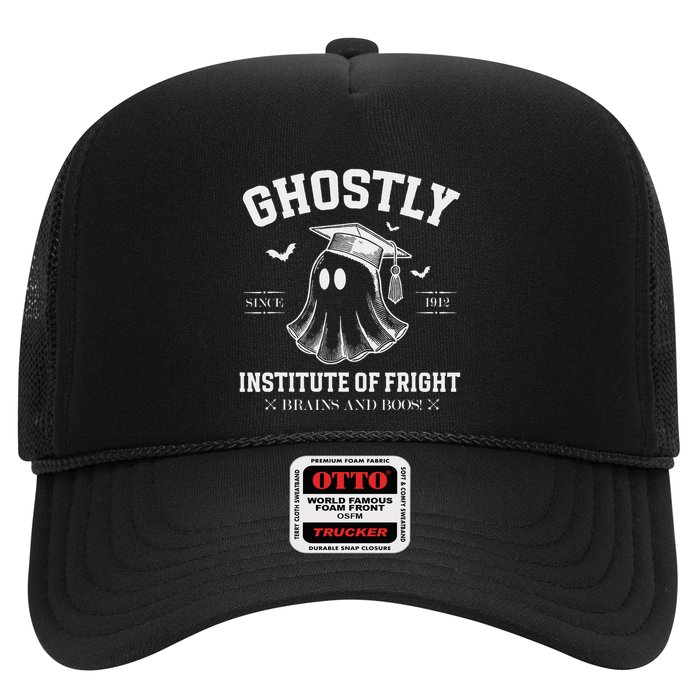 Ghostly Institute Of Fright Brains And Boos Halloween Trucker Hat