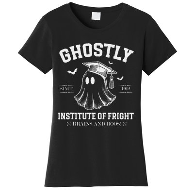 Ghostly Institute Of Fright Brains And Boos Halloween Women's T-Shirt