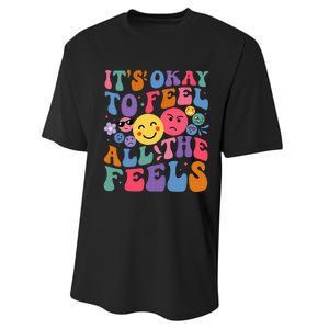 Groovy ItS Ok To Feel All The Feels Emotions Mental Health Performance Sprint T-Shirt