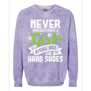 Girl In Poodle Socks Irish Dancer Ceili Reel Dance Feis Colorblast Crewneck Sweatshirt