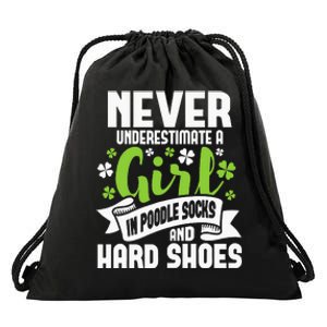 Girl In Poodle Socks Irish Dancer Ceili Reel Dance Feis Drawstring Bag