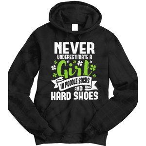 Girl In Poodle Socks Irish Dancer Ceili Reel Dance Feis Tie Dye Hoodie