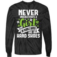 Girl In Poodle Socks Irish Dancer Ceili Reel Dance Feis Tie-Dye Long Sleeve Shirt