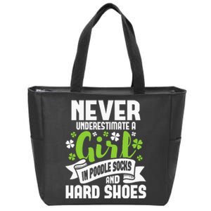 Girl In Poodle Socks Irish Dancer Ceili Reel Dance Feis Zip Tote Bag