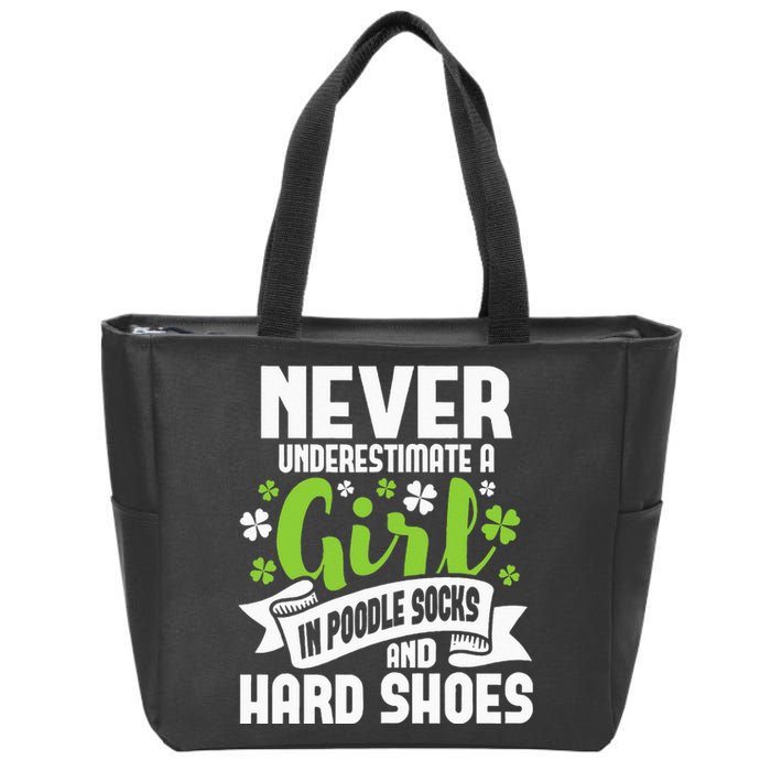 Girl In Poodle Socks Irish Dancer Ceili Reel Dance Feis Zip Tote Bag