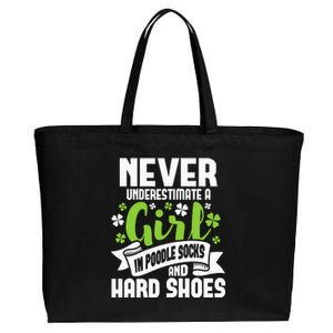 Girl In Poodle Socks Irish Dancer Ceili Reel Dance Feis Cotton Canvas Jumbo Tote