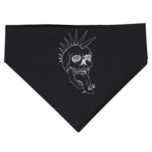 Grunge Indie Punk Rock Skull With Mohawk USA-Made Doggie Bandana