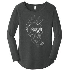 Grunge Indie Punk Rock Skull With Mohawk Women's Perfect Tri Tunic Long Sleeve Shirt