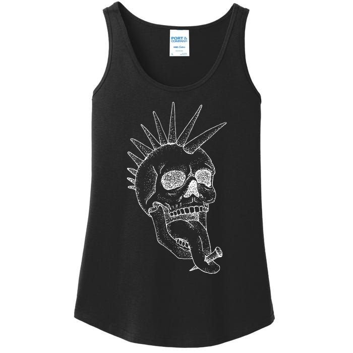 Grunge Indie Punk Rock Skull With Mohawk Ladies Essential Tank