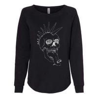 Grunge Indie Punk Rock Skull With Mohawk Womens California Wash Sweatshirt