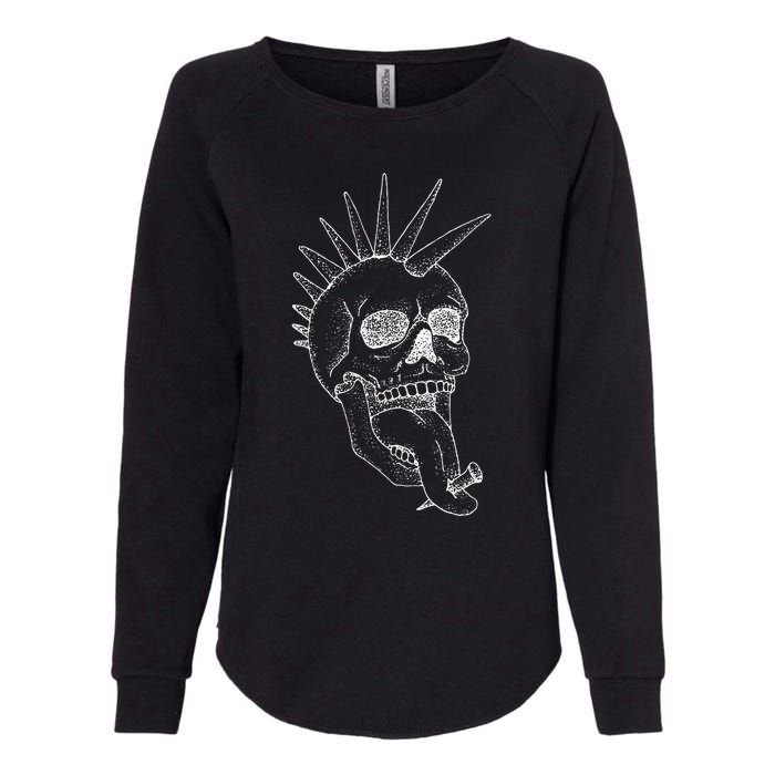 Grunge Indie Punk Rock Skull With Mohawk Womens California Wash Sweatshirt