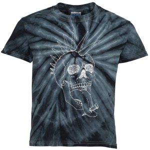 Grunge Indie Punk Rock Skull With Mohawk Kids Tie-Dye T-Shirt