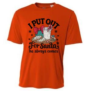 Groovy I Put Out For Santa He Always Comes Christmas Holiday Gift Cooling Performance Crew T-Shirt