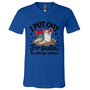 Groovy I Put Out For Santa He Always Comes Christmas Holiday Gift V-Neck T-Shirt