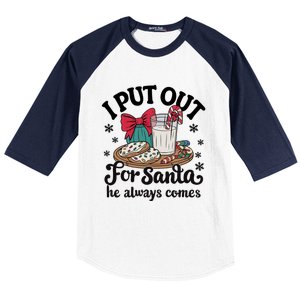 Groovy I Put Out For Santa He Always Comes Christmas Holiday Gift Baseball Sleeve Shirt