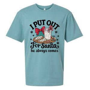 Groovy I Put Out For Santa He Always Comes Christmas Holiday Gift Sueded Cloud Jersey T-Shirt