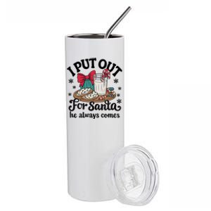 Groovy I Put Out For Santa He Always Comes Christmas Holiday Gift Stainless Steel Tumbler