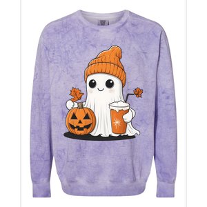 Ghost Ing Pumpkin Spice Coffee Halloween Thanksgiving Funny Gift Colorblast Crewneck Sweatshirt