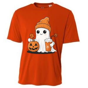 Ghost Ing Pumpkin Spice Coffee Halloween Thanksgiving Funny Gift Cooling Performance Crew T-Shirt