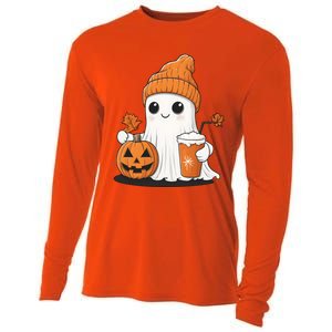 Ghost Ing Pumpkin Spice Coffee Halloween Thanksgiving Funny Gift Cooling Performance Long Sleeve Crew