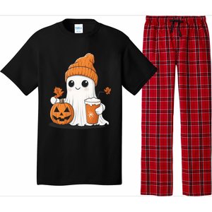 Ghost Ing Pumpkin Spice Coffee Halloween Thanksgiving Funny Gift Pajama Set