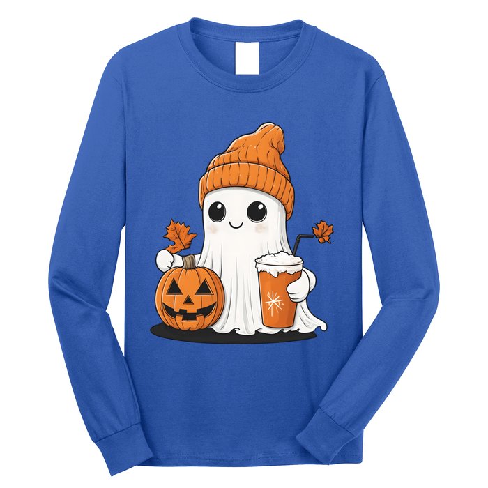 Ghost Ing Pumpkin Spice Coffee Halloween Thanksgiving Funny Gift Long Sleeve Shirt