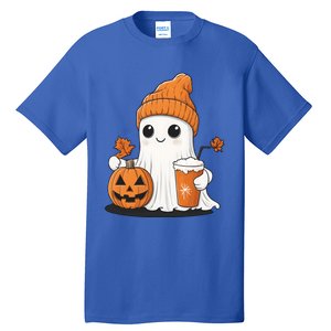 Ghost Ing Pumpkin Spice Coffee Halloween Thanksgiving Funny Gift Tall T-Shirt