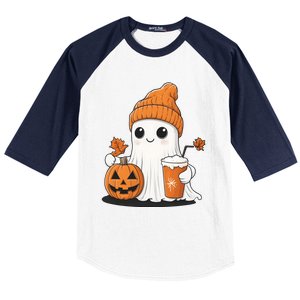 Ghost Ing Pumpkin Spice Coffee Halloween Thanksgiving Funny Gift Baseball Sleeve Shirt