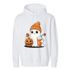 Ghost Ing Pumpkin Spice Coffee Halloween Thanksgiving Funny Gift Garment-Dyed Fleece Hoodie