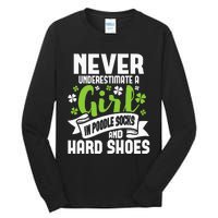 Girl In Poodle Socks Irish Dancer Ceili Reel Dance Feis Tall Long Sleeve T-Shirt