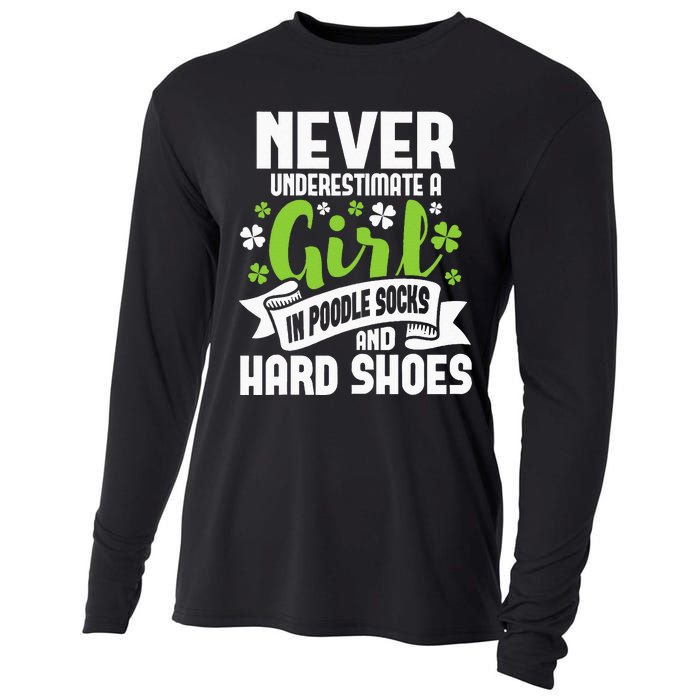 Girl In Poodle Socks Irish Dancer Ceili Reel Dance Feis Cooling Performance Long Sleeve Crew