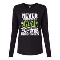 Girl In Poodle Socks - Irish Dancer Ceili Reel Dance Feis Womens Cotton Relaxed Long Sleeve T-Shirt