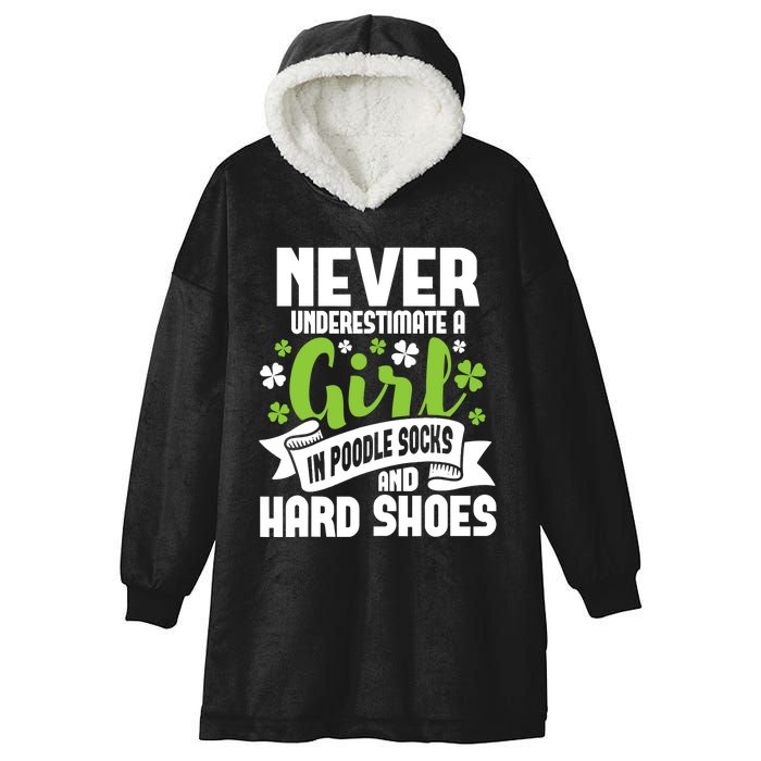 Girl In Poodle Socks - Irish Dancer Ceili Reel Dance Feis Hooded Wearable Blanket