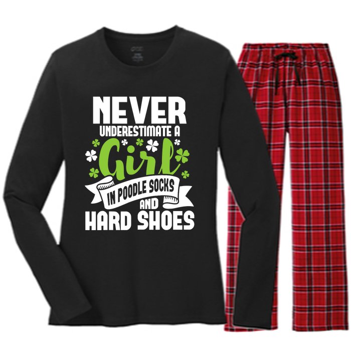 Girl In Poodle Socks - Irish Dancer Ceili Reel Dance Feis Women's Long Sleeve Flannel Pajama Set 