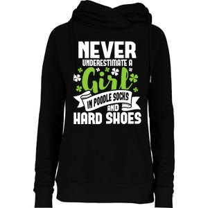 Girl In Poodle Socks - Irish Dancer Ceili Reel Dance Feis Womens Funnel Neck Pullover Hood