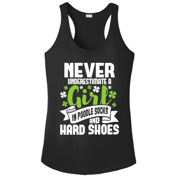 Girl In Poodle Socks - Irish Dancer Ceili Reel Dance Feis Ladies PosiCharge Competitor Racerback Tank