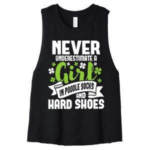 Girl In Poodle Socks - Irish Dancer Ceili Reel Dance Feis Women's Racerback Cropped Tank