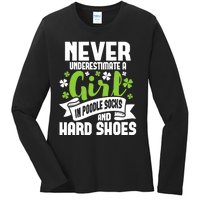 Girl In Poodle Socks - Irish Dancer Ceili Reel Dance Feis Ladies Long Sleeve Shirt