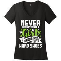 Girl In Poodle Socks - Irish Dancer Ceili Reel Dance Feis Women's V-Neck T-Shirt