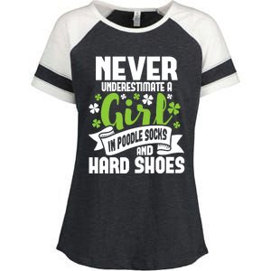 Girl In Poodle Socks - Irish Dancer Ceili Reel Dance Feis Enza Ladies Jersey Colorblock Tee