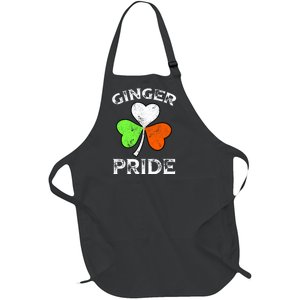 Ginger Irish Pride Shamrock Ireland Flag Happy Patricks Day Full-Length Apron With Pockets