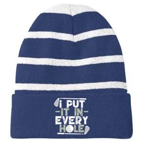 Golf I Put It In Every Hole Striped Beanie with Solid Band