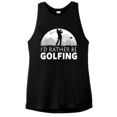 Golf Id Rather Be Golfing Funny Golf Gift Ladies PosiCharge Tri-Blend Wicking Tank