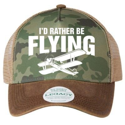 Grandpa Id Rather Be Flying Funny Vintage Airplane Pilot Gift Legacy Tie Dye Trucker Hat