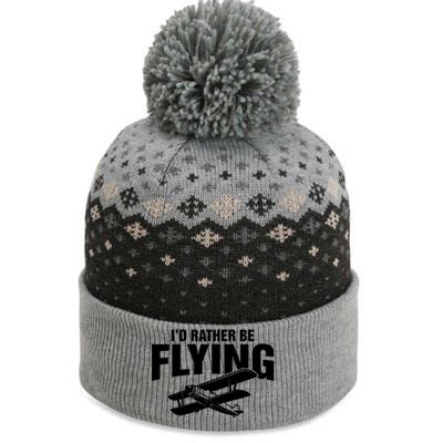 Grandpa Id Rather Be Flying Funny Vintage Airplane Pilot Gift The Baniff Cuffed Pom Beanie