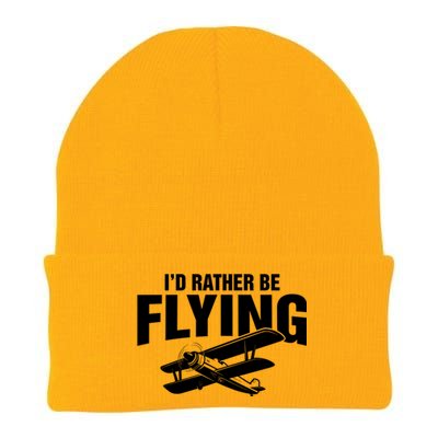 Grandpa Id Rather Be Flying Funny Vintage Airplane Pilot Gift Knit Cap Winter Beanie