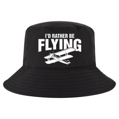 Grandpa Id Rather Be Flying Funny Vintage Airplane Pilot Gift Cool Comfort Performance Bucket Hat