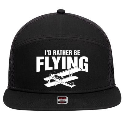 Grandpa Id Rather Be Flying Funny Vintage Airplane Pilot Gift 7 Panel Mesh Trucker Snapback Hat