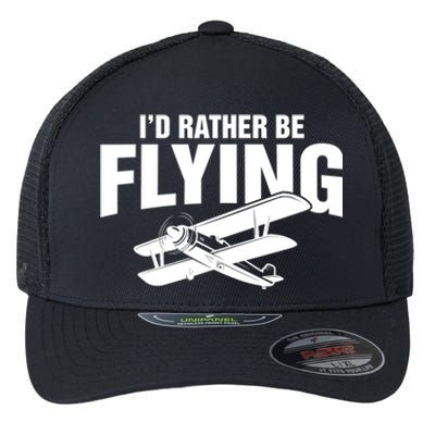 Grandpa Id Rather Be Flying Funny Vintage Airplane Pilot Gift Flexfit Unipanel Trucker Cap